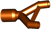 Rozdvojovací kus pro ejektorové hlavice (1" - 2x 1/2")